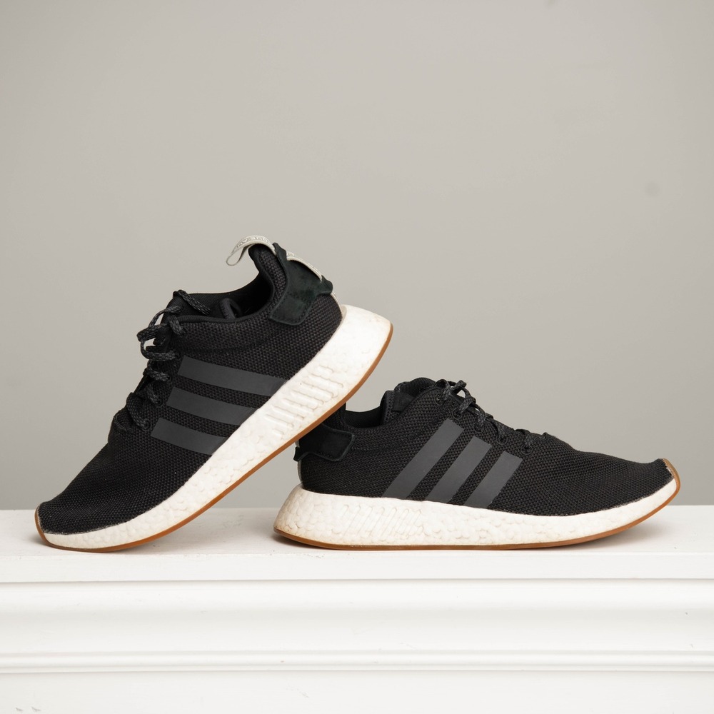Adidas NMD R2 Boost Black Gum Sole Men Sz 10 Athletic Sneakers Running Shoes Gym